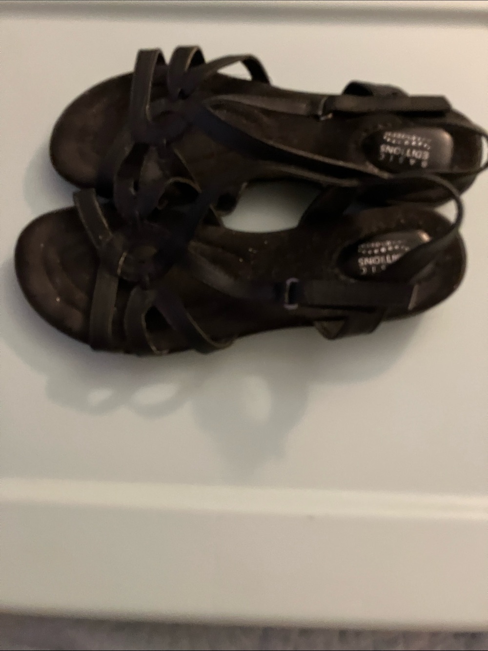Basic Editions Black Strappy Women's Sandals, 10wide